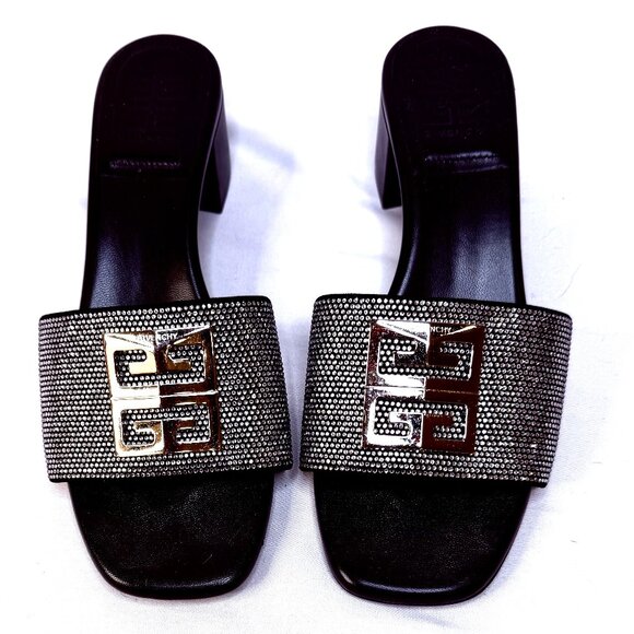 Givenchy Shoes - Givenchy Crystal 4G Lambskin Mules – Black Excellent Condition